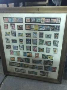 lot 9608 image: framed stamps approx 22 in x 25 in