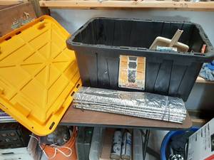 lot 1947 image: Gracious Living Heavy Duty Stackable Strong Box, 27-Gallon and Contents