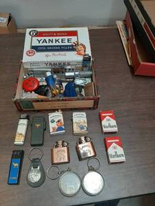lot 3283 image: Cigar Box with Assorted Lighters