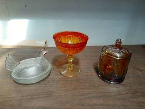 lot 3376 image: Hen on Nest, Compote and Candy Dish