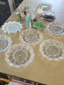 lot 6270 image: Assorted glassware, egg plates and more