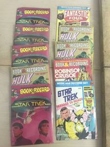 lot 6334 image: 10 assorted superhero book and record sets