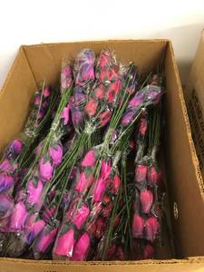 lot 6363 image: approx 36 artificial floral bouquets red, pink, and purple