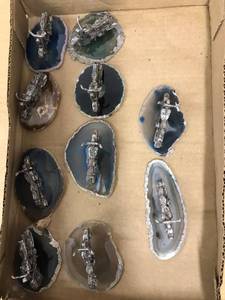 lot 6426 image: 10 motorcycles figurines on geode slabs