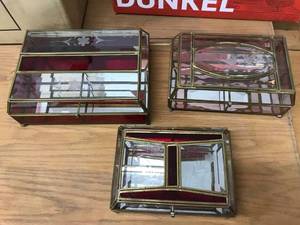 lot 6488 image: 3 glass jewelry boxes