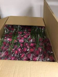 lot 6539 image: box of maroon artificial floral bouquets