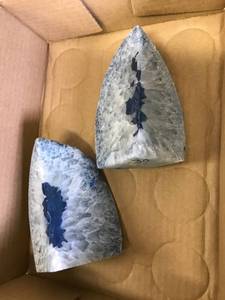 lot 6568 image: pair of blue polished geodes