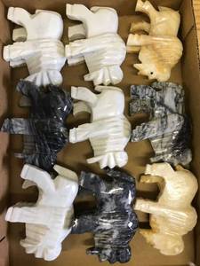 lot 6571 image: 9 carved onyx buffalos