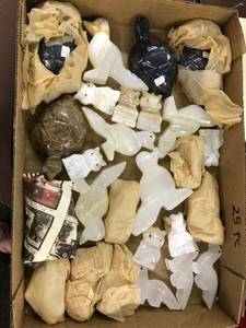 lot 6577 image: approx 25 carved onyx animal figurines