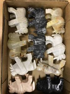 lot 6586 image: 10 carved onyx buffalo figurines