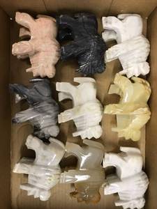 lot 6588 image: 9 carved onyx buffalo figurines
