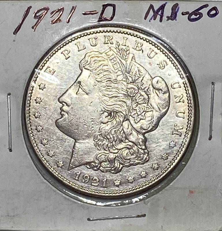 lot 6163 image: 1921-D Morgan Silver Dollar