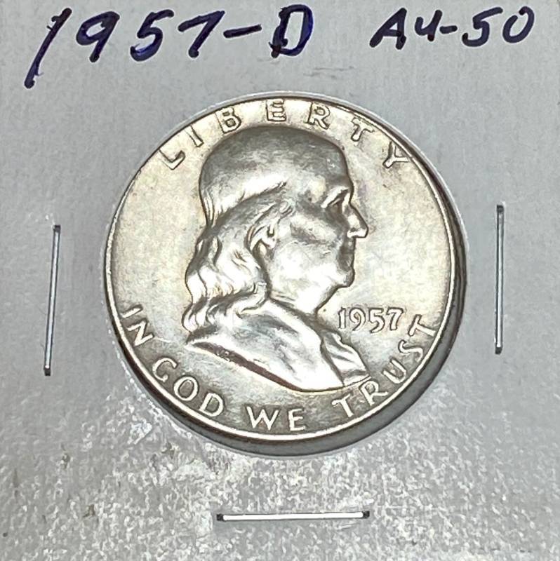 lot 6190 image: 1957-D Benjamin Franklin - Half Dollar