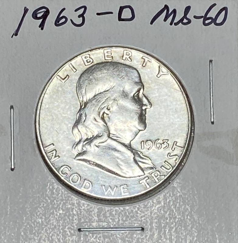 lot 6195 image: 1963-D Benjamin Franklin - Half Dollar