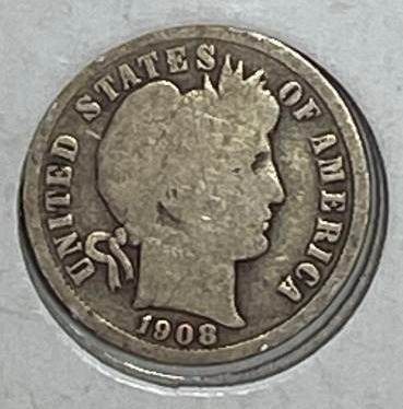 lot 6202 image: 1908-D Barber Dime