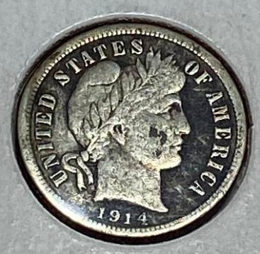 lot 6203 image: 1914-D Barber Dime