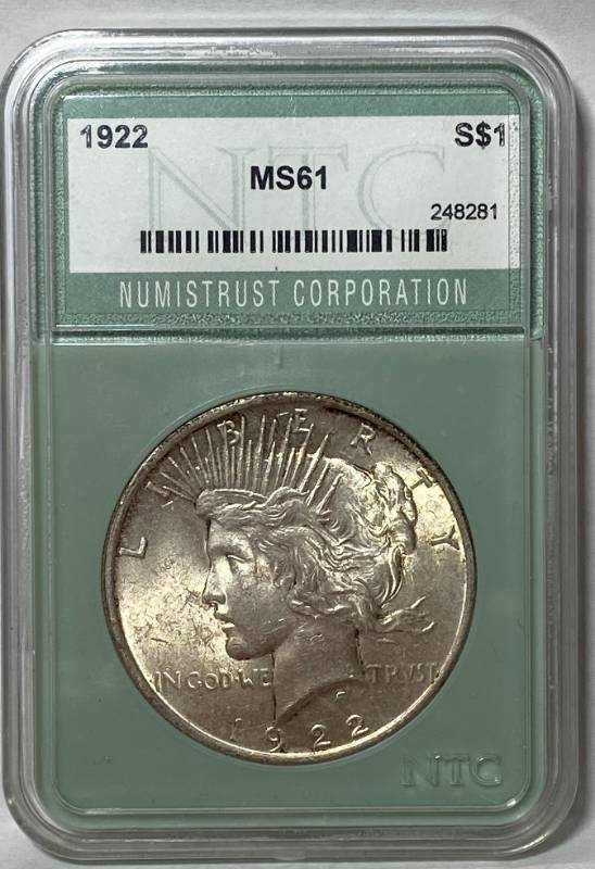lot 6232 image: 1922 Peace Silver Dollar - MS61 - Numistrust Corporation