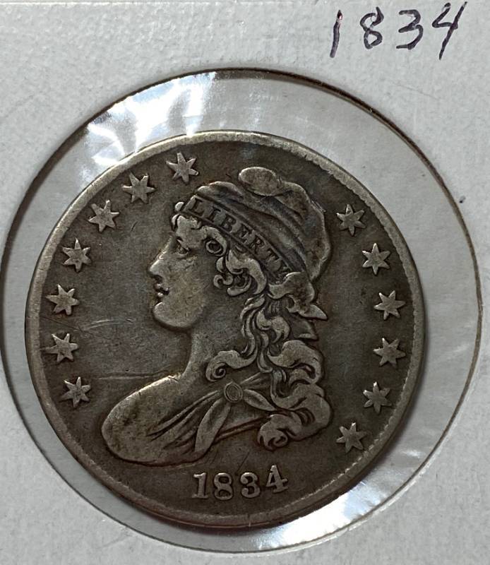 lot 6241 image: 1834 BUST CAPPED 12 Dollar - RARE  Bid Now