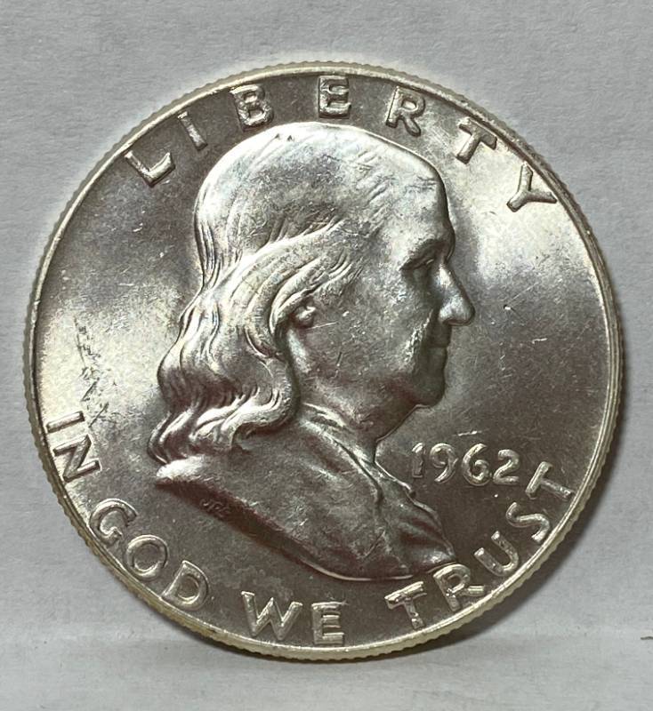lot 6252 image: 1962-D Benjamin Franklin - Half Dollar - Choice UN-CIRCULATED - MS-63