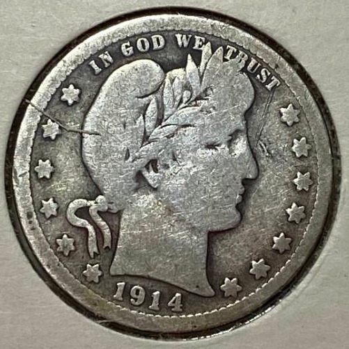 lot 6262 image: 1914 Barber Quarter Dollar