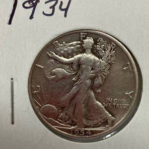 lot 1631 image: 1934 Walking Liberty Silver Half Dollar