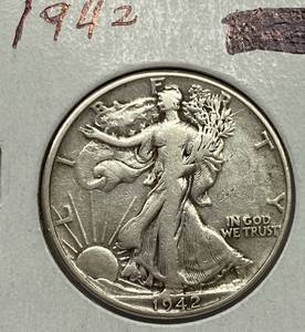 lot 1601 image: 1942 Walking Liberty - Silver Half Dollar