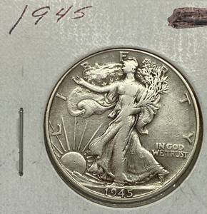 lot 1602 image: 1945 Walking Liberty - Silver Half Dollar
