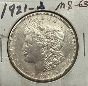lot 1616 image: 1921-S Morgan Silver Dollar