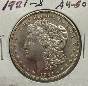 lot 1617 image: 1921-S Morgan Silver Dollar
