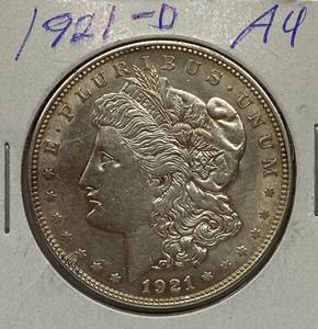 lot 1619 image: 1921-D Morgan Silver Dollar