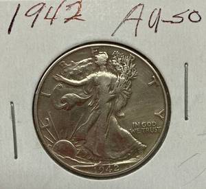 lot 1632 image: 1942 Walking Liberty - Silver Half Dollar