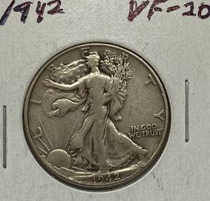 lot 1637 image: 1942 Walking Liberty Silver Half Dollar