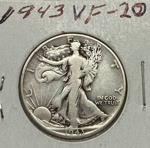 lot 1638 image: 1943 Walking Liberty Silver Half Dollar