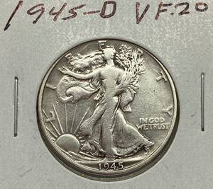 lot 1640 image: 1945-D Walking Liberty - Silver Half Dollar