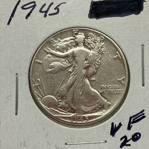 lot 1641 image: 1945 Walking Liberty - Silver Half Dollar