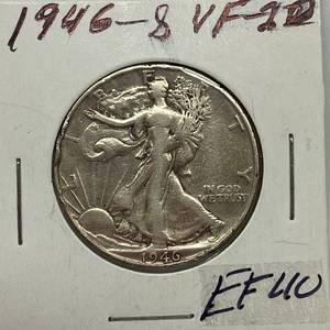 lot 1644 image: 1946-S Walking Liberty Silver Half Dollar