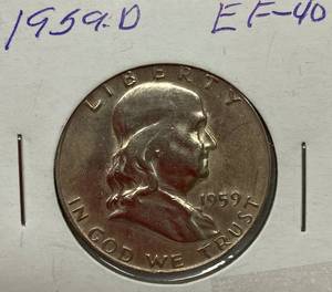 lot 1646 image: 1959-D Benjamin Franklin Silver Half Dollar