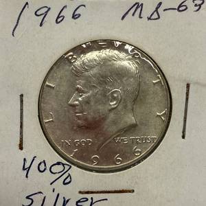 lot 1657 image: 1966 Kennedy Half Dollar - 40% Silver
