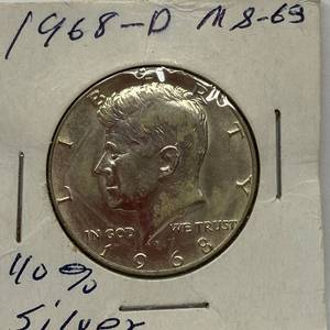 lot 1658 image: 1968-D Kennedy Half Dollar - 40% Silver