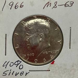 lot 1659 image: 1966 Kennedy Half Dollar - 40% Silver