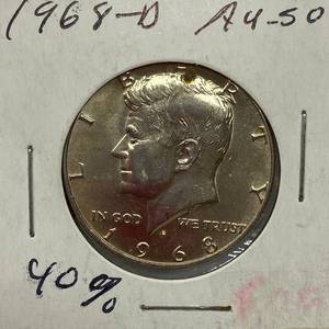 lot 1661 image: 1968-D Kennedy Half Dollar - 40% Silver