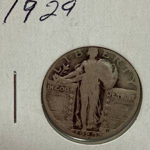 lot 1663 image: 1929 Standing Liberty Quarter Silver Dollar
