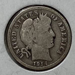 lot 1671 image: 1914-D Barber Dime
