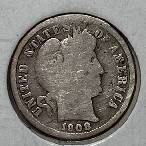 lot 1673 image: 1908-D Barber Dime