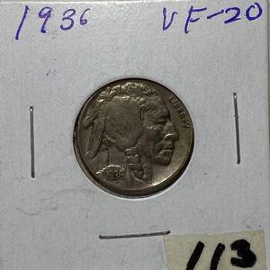 lot 1695 image: 1936 Buffalo Nickel
