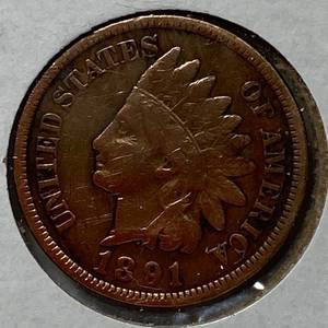 lot 1697 image: 1891 Indian Head Penny - One Cent