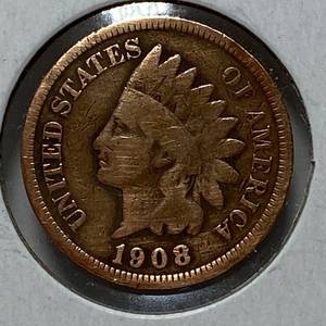 lot 1711 image: 1908 Indian Head Penny - One Cent