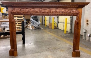 lot 2501 image: Very Impressive Fireplace Mantle - Real Wood, Nicely Carved