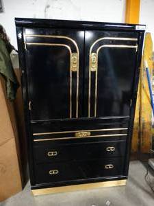lot 3403 image: Black and Gold Cabinet with Drawers