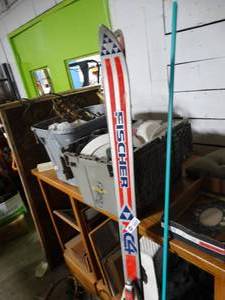 lot 3414 image: Pair of Red, White, and Blue Fischer RC4 Skis